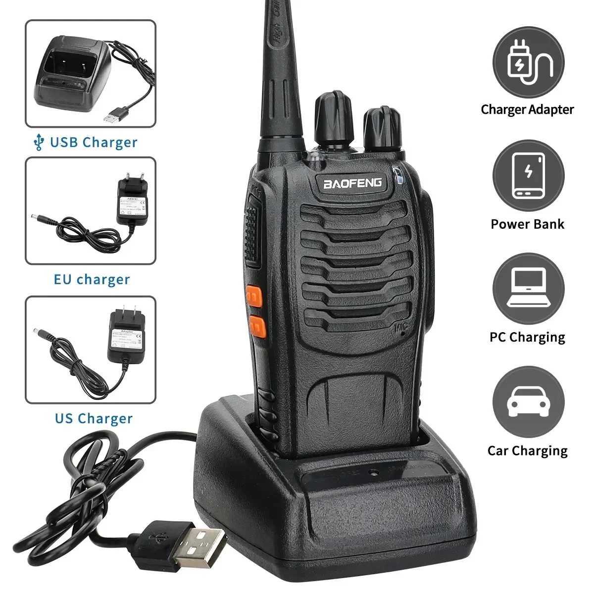 24PCS Baofeng BF888S 12W Walkie Talkie Dual Band Portable Long Range Standby UHF 400470MHz USB Ham Two Way Ra for Hunting Y250920