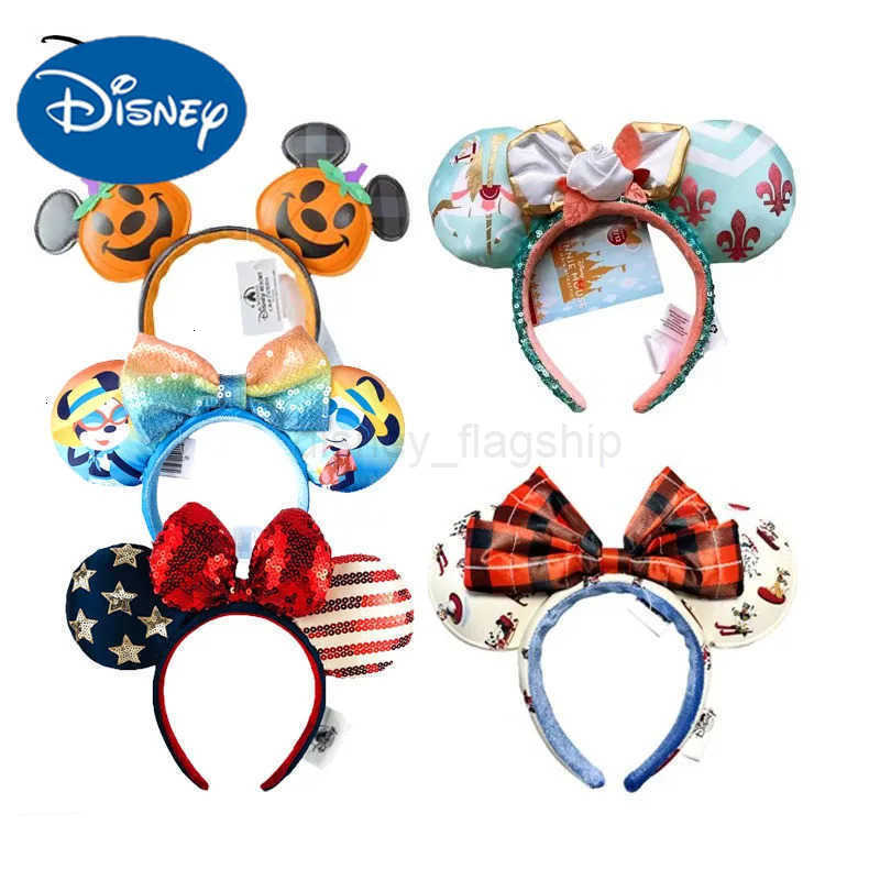 Disney 2026 Rainbow Bow Mickey Mouse Headband Shanghai EARS Plush Cosplay Costume Adult Kids GiftXJ250920