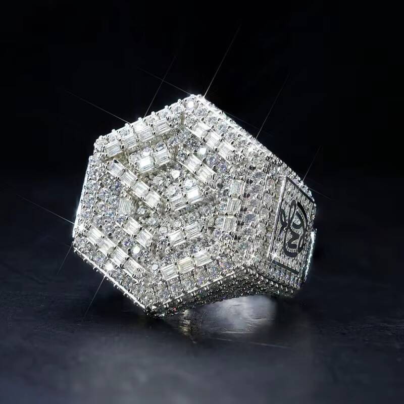 Fashion Pass Diamond Tester Silver Gold Plated Vvs Moissanite Dimoand Custom Hip Hop Men Pinky Diamond Iced Out Ring