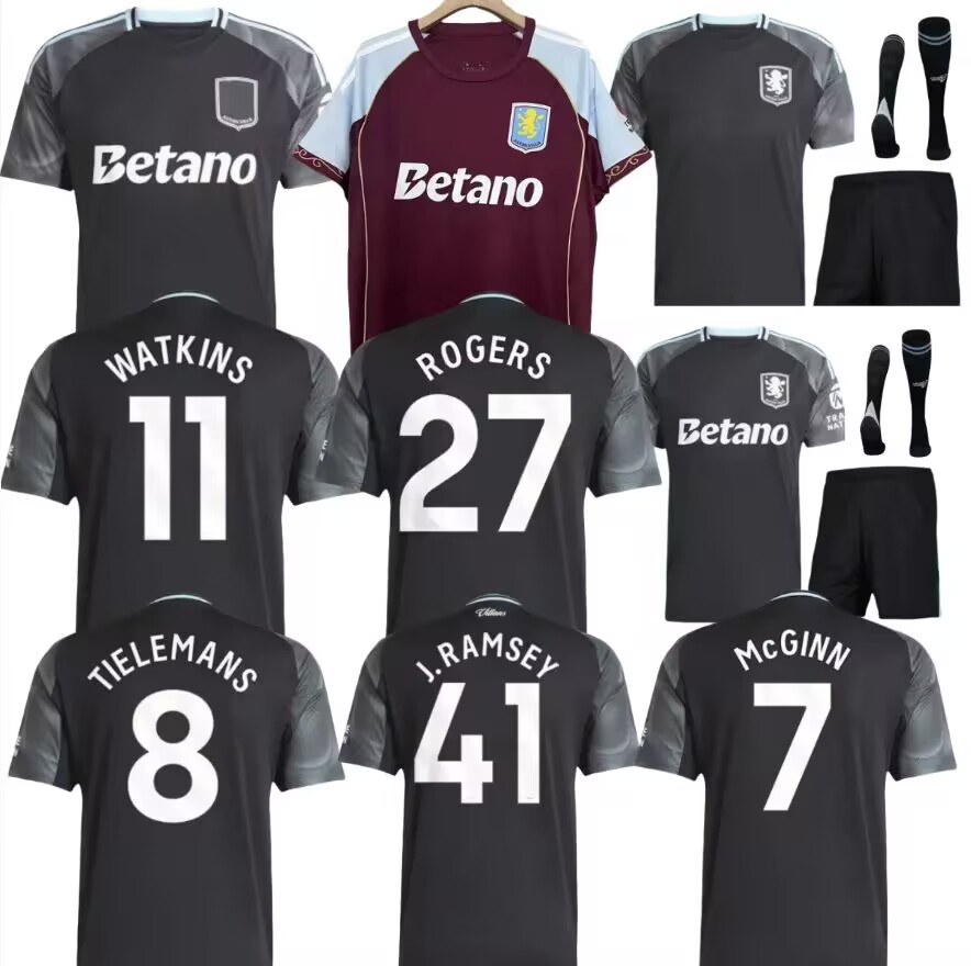2526 Soccer Jerseys Kids Kit Home 2025 2026 Football Shirt AsTOn Training VilLaS Away Camisetas Futbol MINGS McGINN BUENDIA WATKINS Maillot Foot ONANA MAATSEN