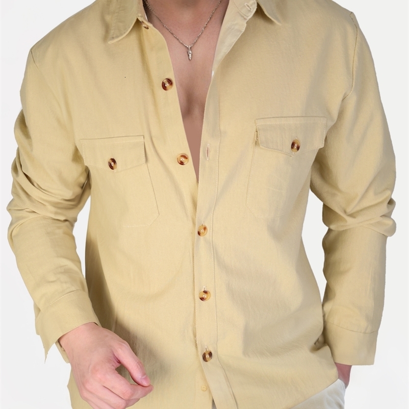 Mens Cotton Linen Shirts Turn Down Collar Solid Hawaiian Shirt Lightweight Breathable White Casual Large Size Streetwear y250919