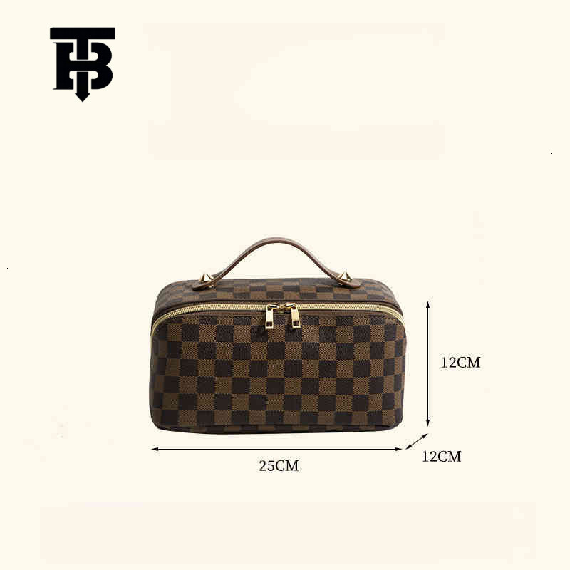 TB BHULAMTE Free Shipping New Designer Women's Bag 2025 Retro Checkered Makeup Bag PU Multifunctional Convenient Handheld Makeup Bag Storage Toil
