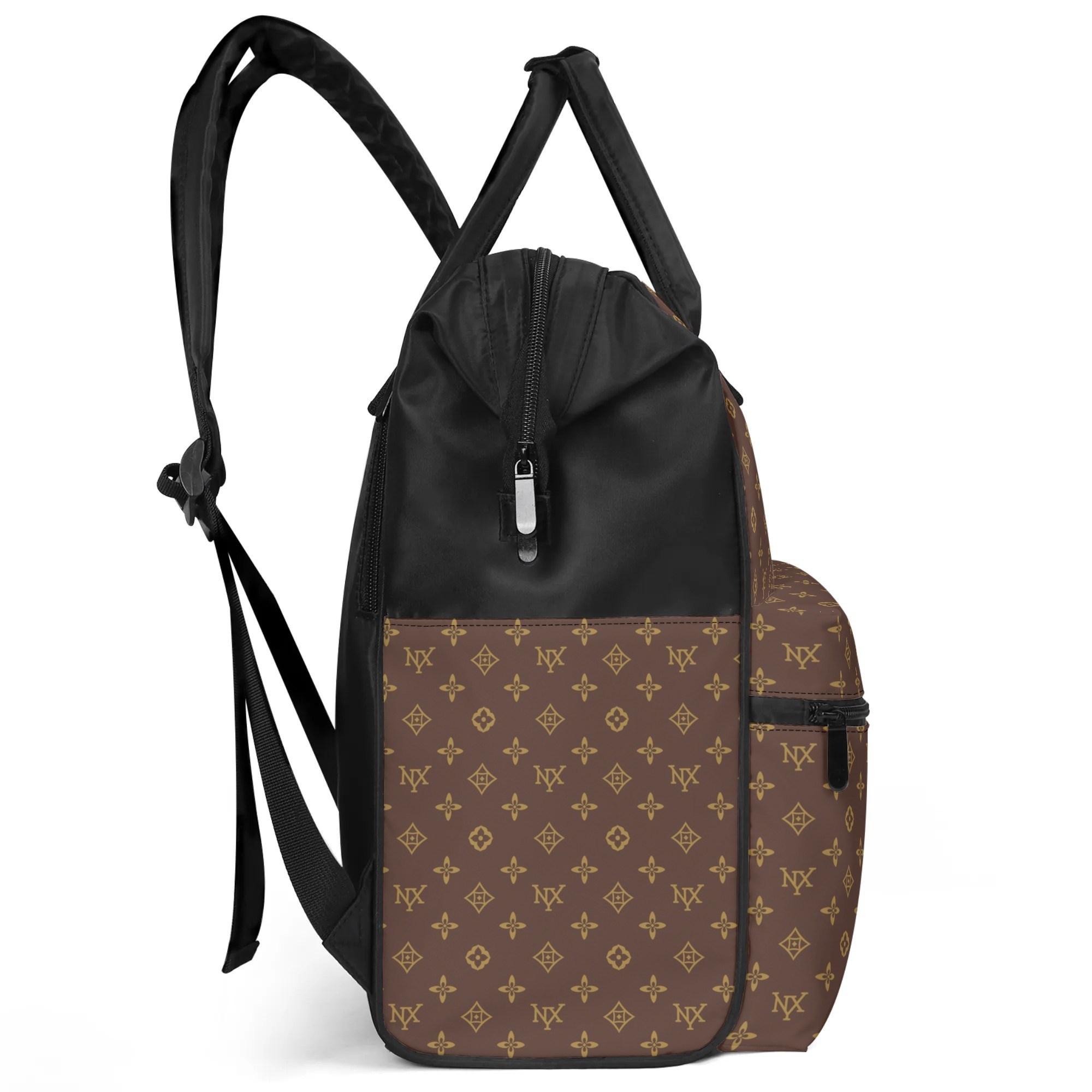 NXY top quality luxury backpack Women PU backpacks bookbags back packs womens fashion all-match Large capacity brown flower school bag with dust bag