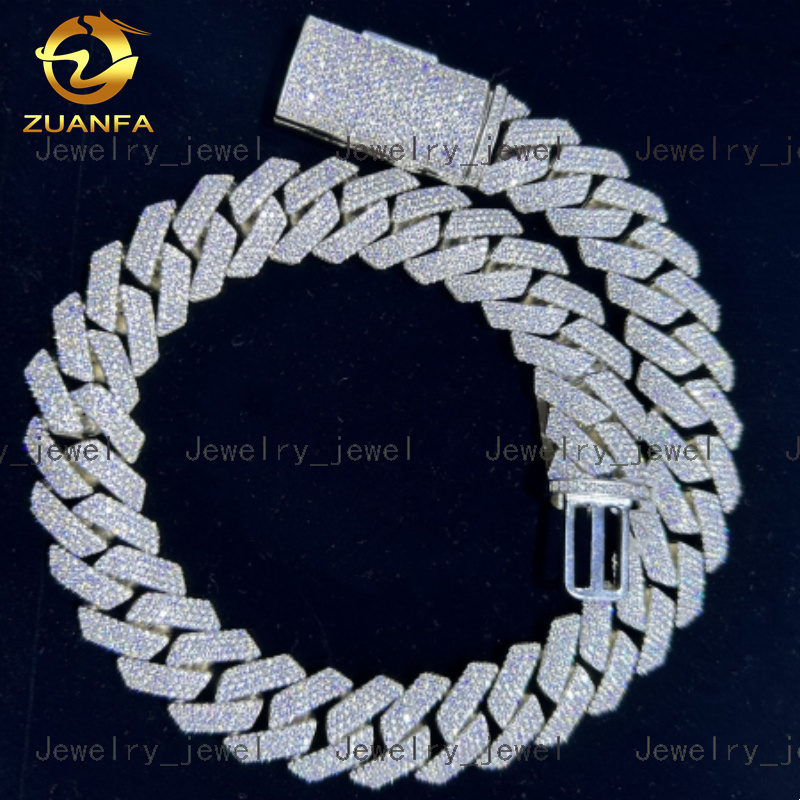 15MM 18MM 20MM Heavy Cuban Chain Custom Hip Hop Iced Out Jewelry Moissanite Diamond 925 Cuban Link Chain