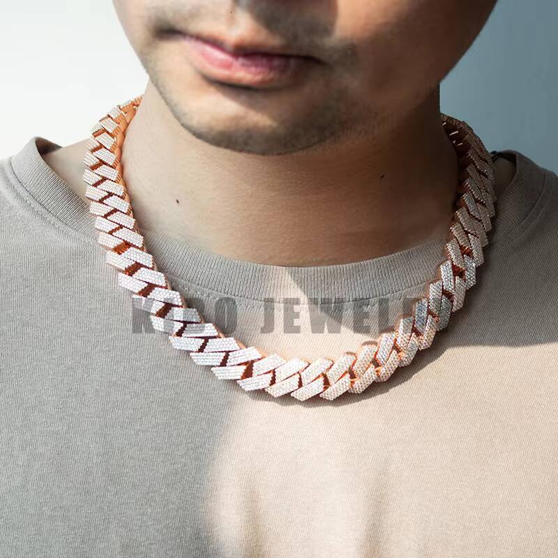 Huge 18MM 4 Rows Buss Down Miami Iced Out 500g Heavy 925 Silver With 14K Gold Plated VVS Moissanite Cuban Necklace Link Chain