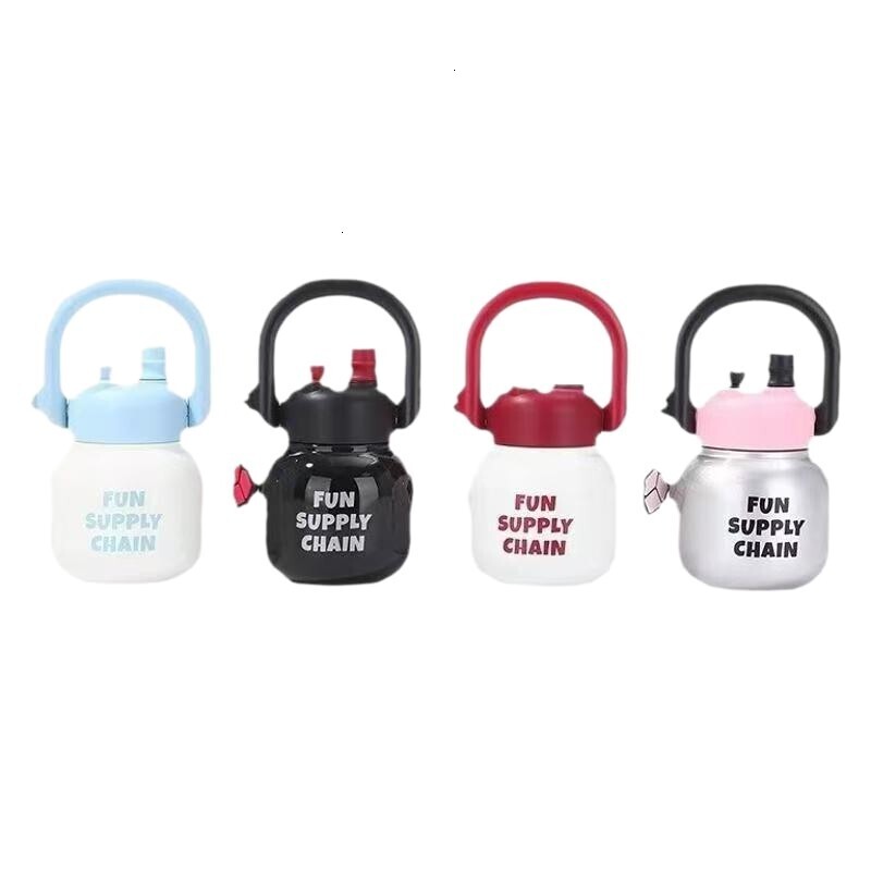 316 Stainless Steel Tote Bottle Large Capacity Cartoon Double-layer Vacuum Insulated Portable Tea Storage Straw Cup