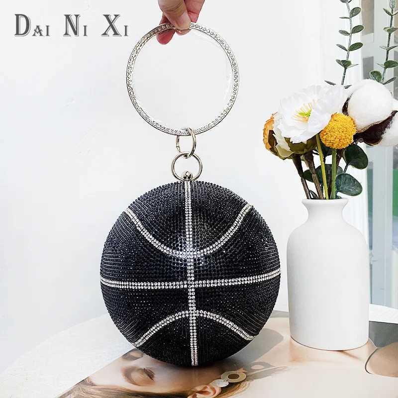 Luxury Designer Trendy Basketball Handbag Crystal Rhinestone Bag Bling Purse Woman Evening Clutch Party PurseW250920