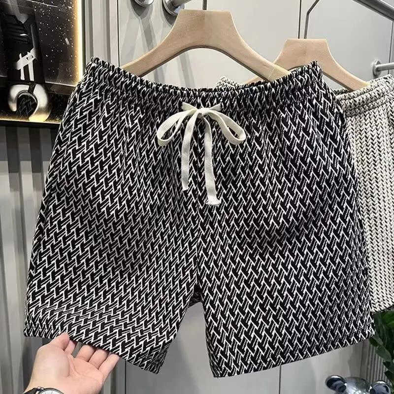 Summer Mens Light Fashion Printed Checkered Sports Shorts Straight Leg Retro Casual Street Beach Pants 250920 - view 3