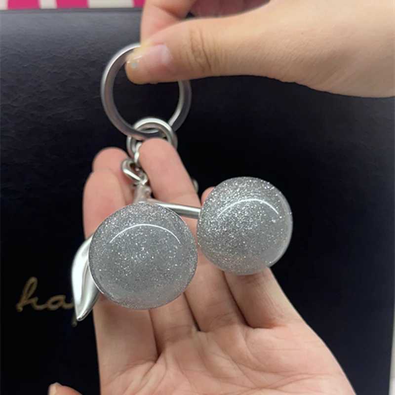 For Handbag Shoulder Bags Shining Silver Crystal Cherry Pendant Womens Purse Keychain Bag Charm Hanging Accessories Z250920