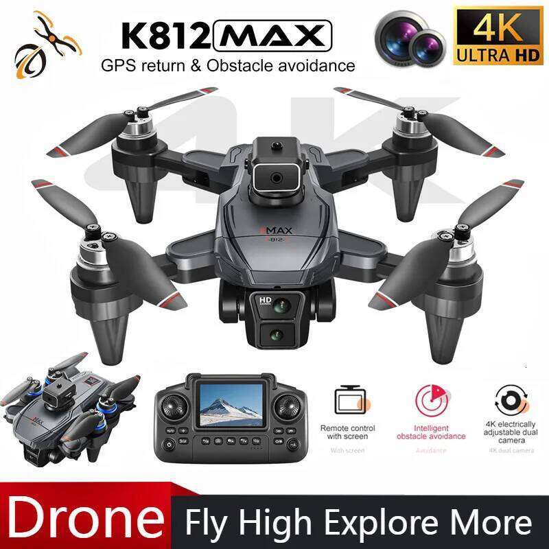 K812 MAX 4K Professional HD Dual Camera GPS Drone With Screen 5G WIFI 360°Obstacle Avoidance Brushless Foldable Quadcopter Dron drone with 4k camera