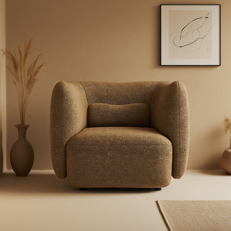 Living Room Furniture Cozy Beige Single - Seater Wave - styled Sofa, Perfect for Personal Relaxing Corners