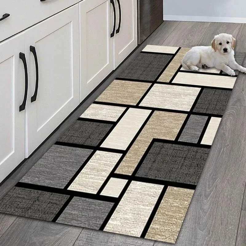 VIKAMA Simple Geetric Kitchen Floor Mats Living Ro Floor Carpet Entrance Door Mat Hallway Door NonSlip Foot Mats He Decor C250919