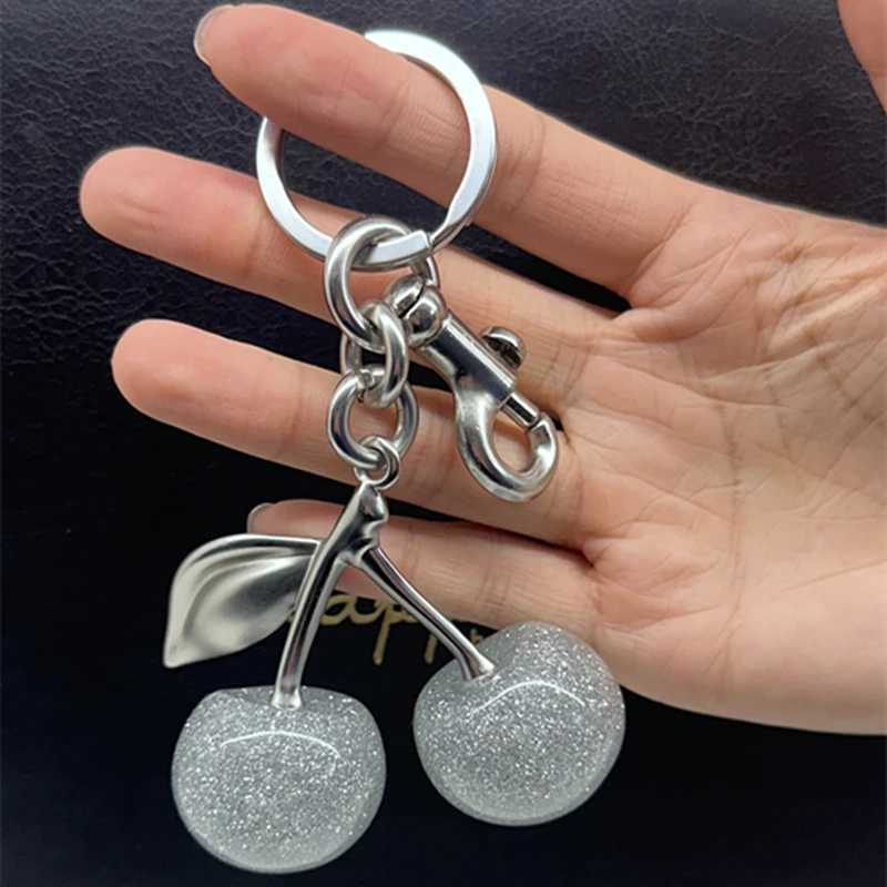 For Handbag Shoulder Bags Shining Silver Crystal Cherry Pendant Womens Purse Keychain Bag Charm Hanging Accessories Z250920
