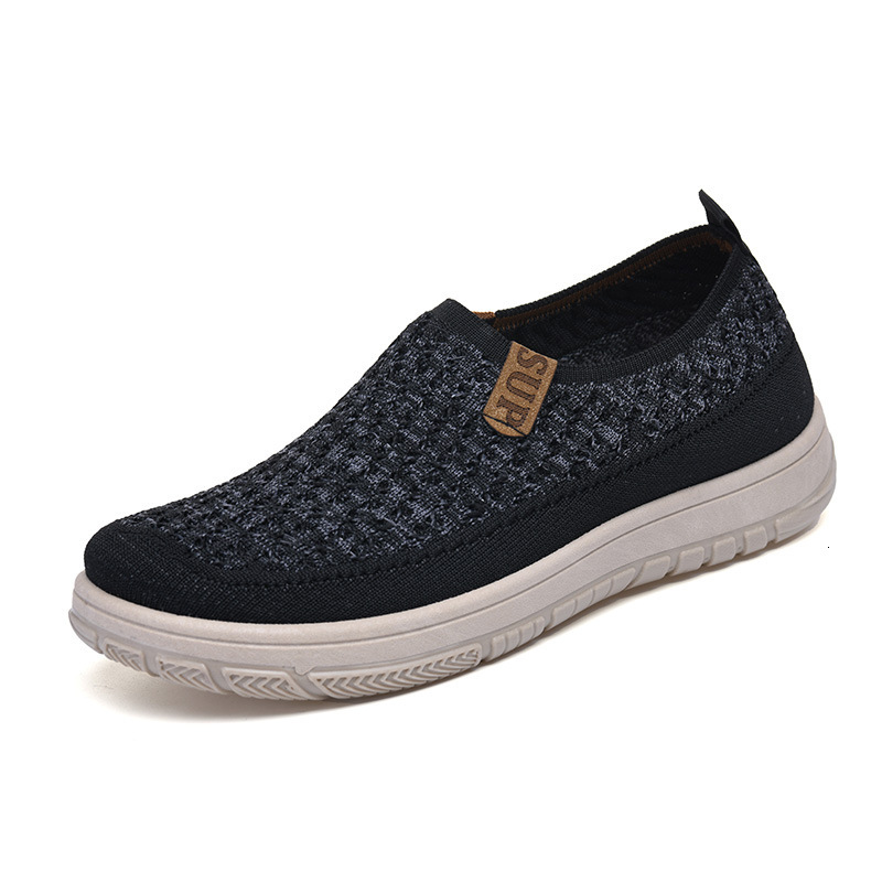 Women's New Knitted Elastic Thick Breathable Non-Slip Mom Soft Sole Versatile Loafers Casual Shoes