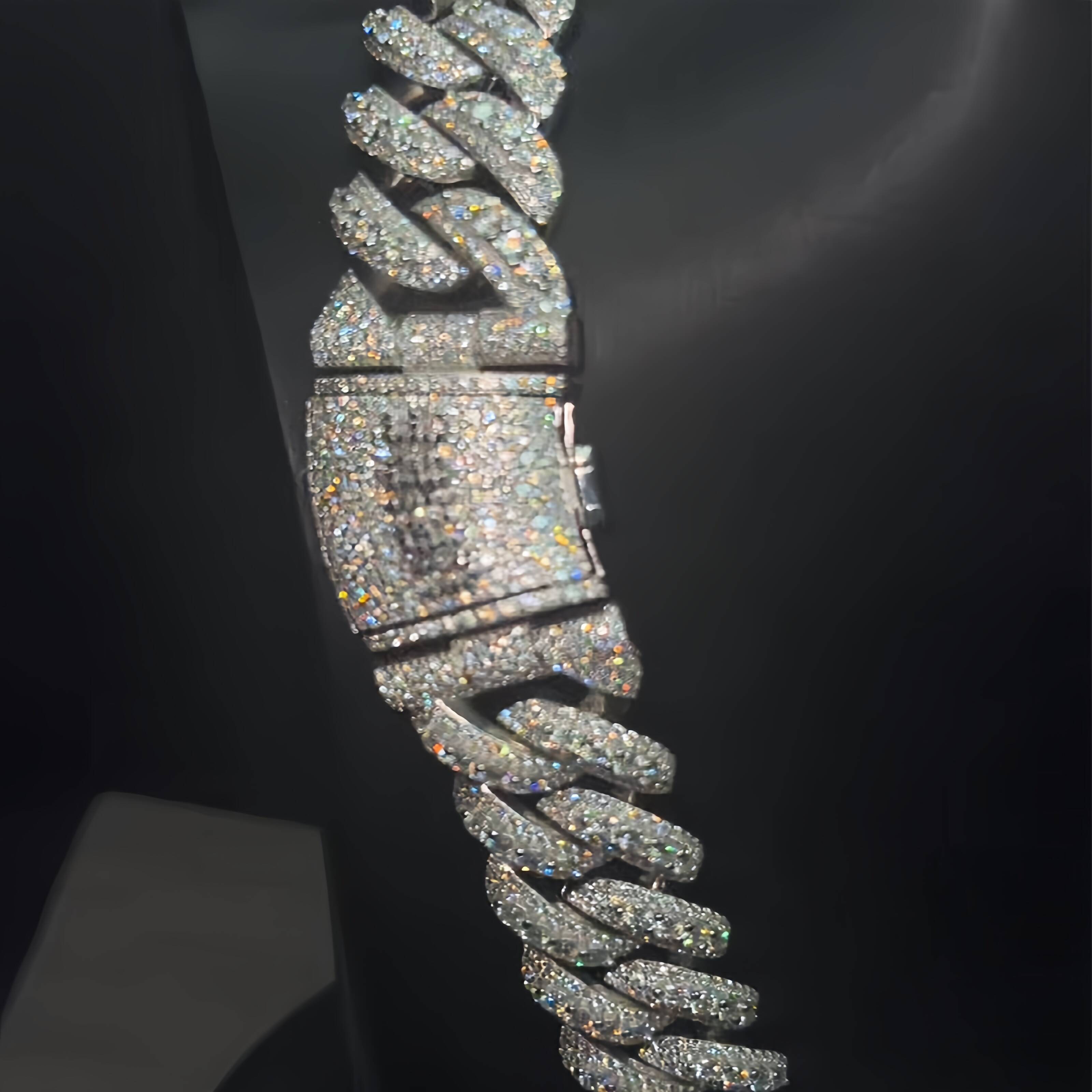 Diamond Tester 925 Sterling Silver Cuban Chain New Design Rose Gold VVS Moissanite Cuban Chain Necklace High Jewelry