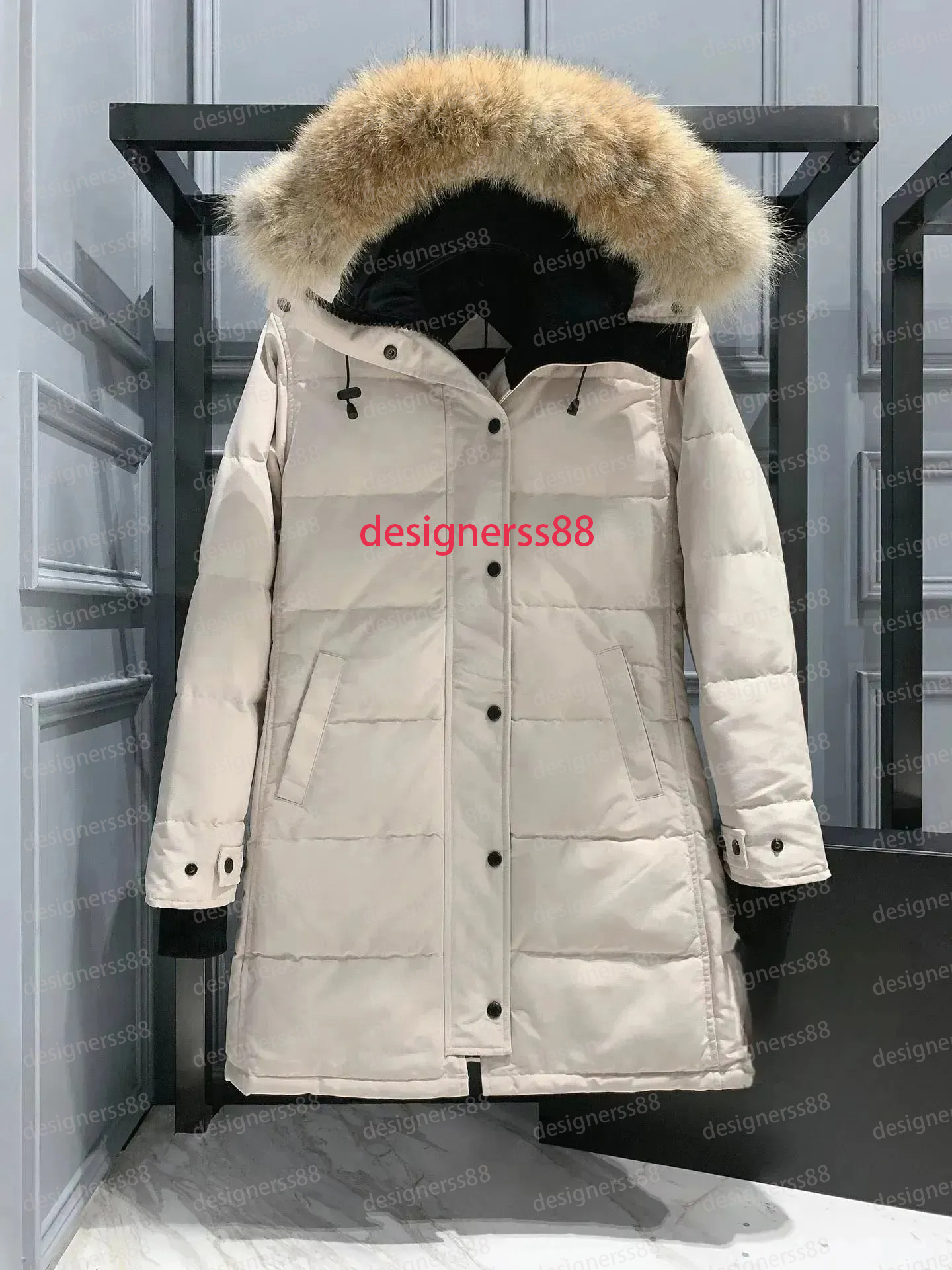 Designer Womens Down Jacket Fashion Brand gooses Long Coat Puffer Jacket Large Pocket Fur Collar Thermal Top Female autumn and winter Large Clothing Coats