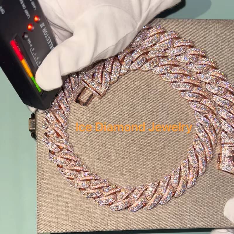 Hip Hop Jewelry Men Cuban Necklace Sterling Silver 925 D Color VVS Moissanite Diamond Cuban Link Chain Customized Trend Necklaces