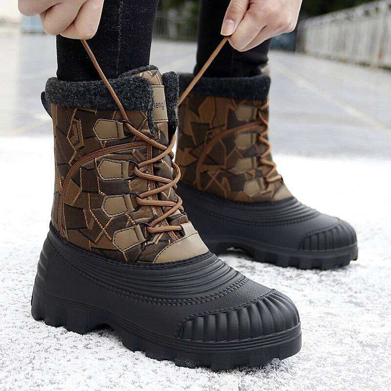 Winter Mid-calf Duck for Men Warm Snow Waterproof Hunting Working Boots Mens Camouflage Outdoor Shoes