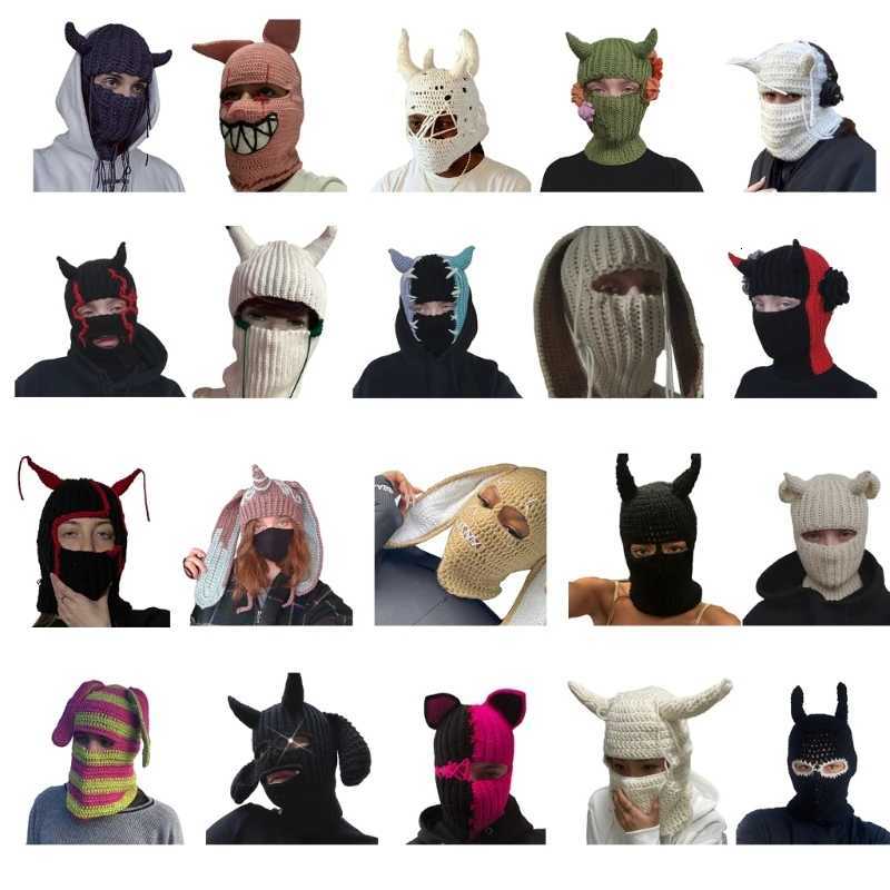 Girl Cartoon Devil Horn Knit Beanie Hat Y2K Party Hat Photo Props Hot Girl Party Holiday Hat Angel Horn Y250920