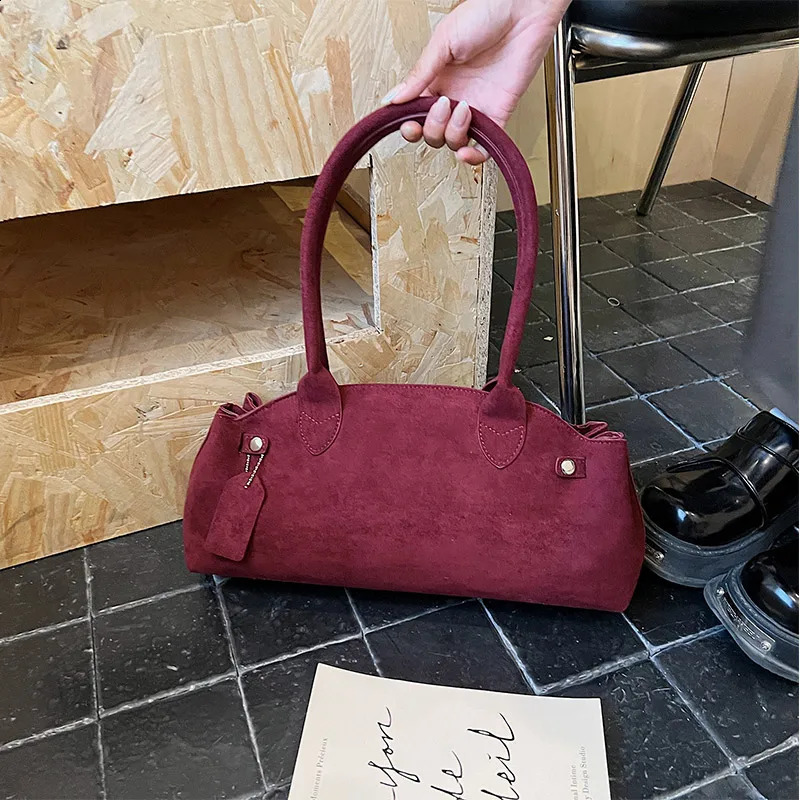 Matte Suede Leather Handbag Fashion Multicolor Boston Shoulder Bag Large Capacity Simple n Bowling Womens 250920