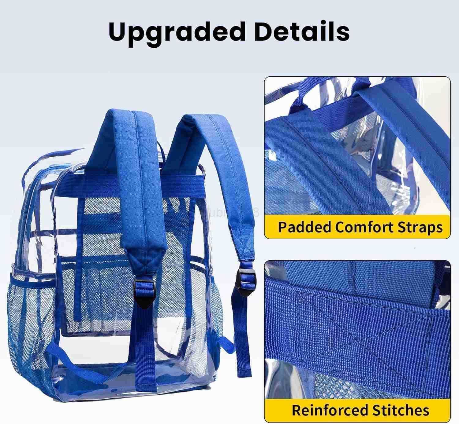 Vorspack Clear Backpack Heavy Duty Clear Book Bag with Multipockets Large See Through Backpack for College Workplace BlackZ250920