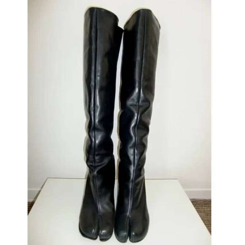 Tabi Women Design Split Toe Chunky Low Heel Over The Knee Boots Autumn Winter High Shoes Woman