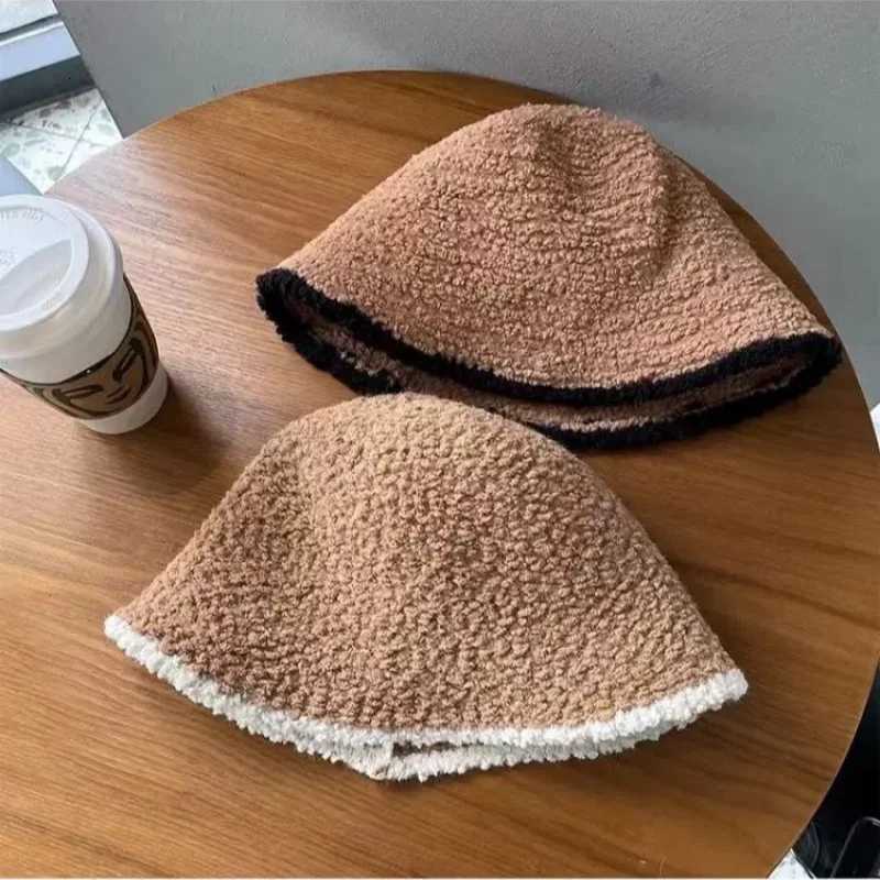 Wens Cololock Knit Fisherman Hat Winter Warm Ear Fl Fleece Li Beanie Korean Fashion for Large Y250920