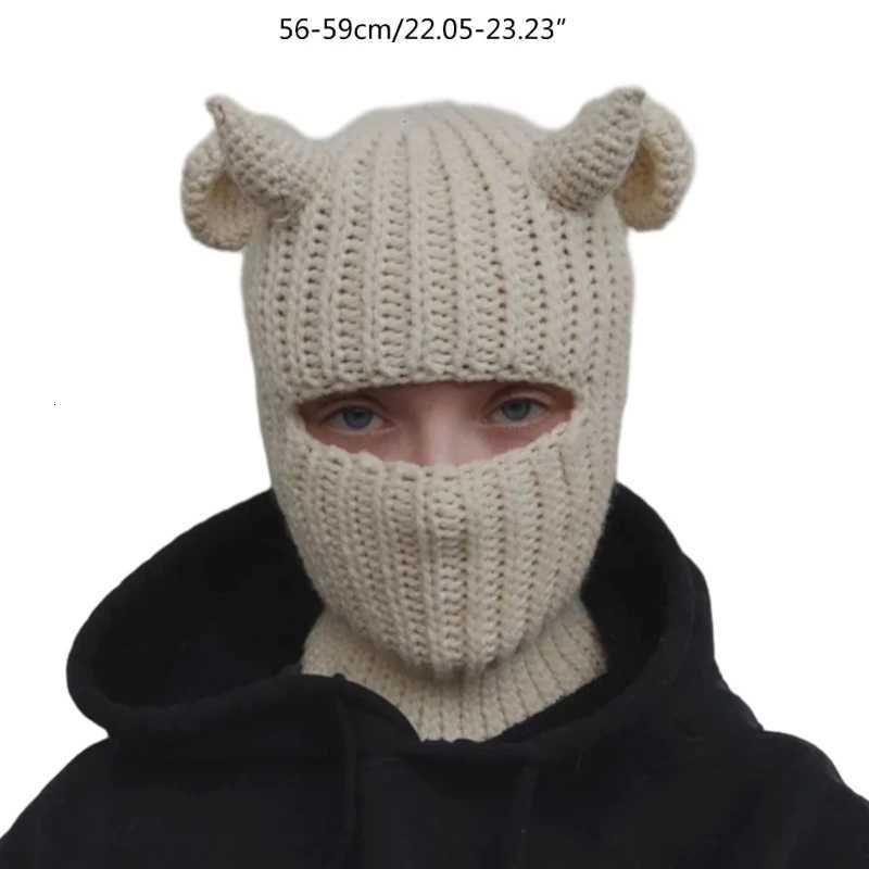 Girl Cartoon Devil Horn Knit Beanie Hat Y2K Party Hat Photo Props Hot Girl Party Holiday Hat Angel Horn Y250920