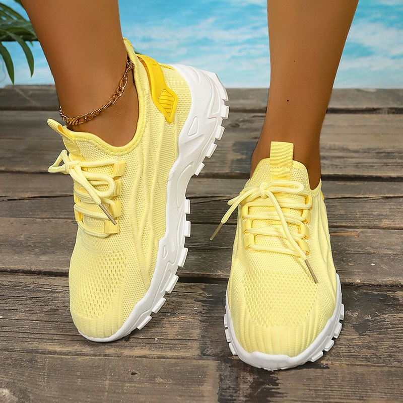 Women's Sports Casual Flyknit Thin Mesh Shoes Comfortable Breathable Lightweight