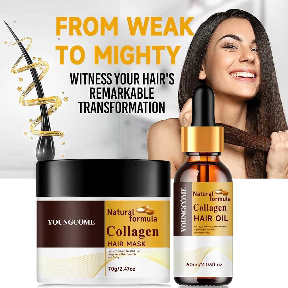 Collagen Hair Treatment Deep Repair Conditioning Argan Oil Hair Mask Essence for Dry Damaged Hair All Hair Type Hair Care Kit F250919