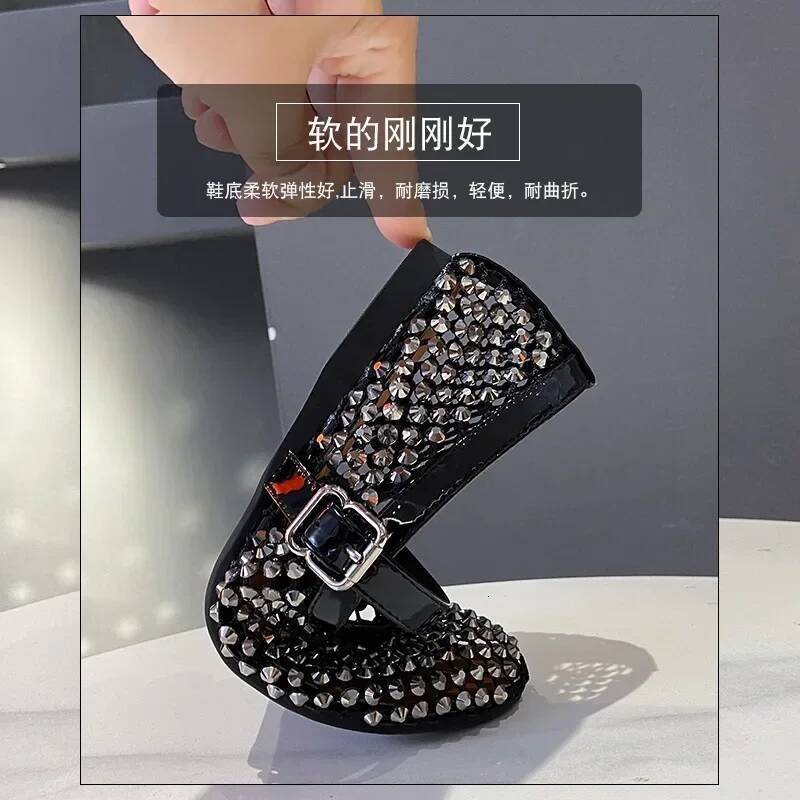 Crystal Rhinestone Fishnet Ballet Flats Woman Brand Design Rivet Mesh Mary Jane Shoes Ladies Summer Loafers Plus Size 44 ddmypanda