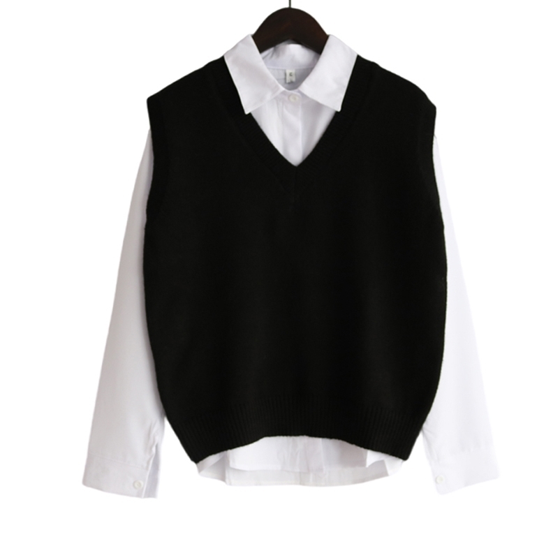 Fall Winter Sweater Vest Women Korean Fashion V Neck Sleeveless Knitted Pullover Waistcoat Female 250920