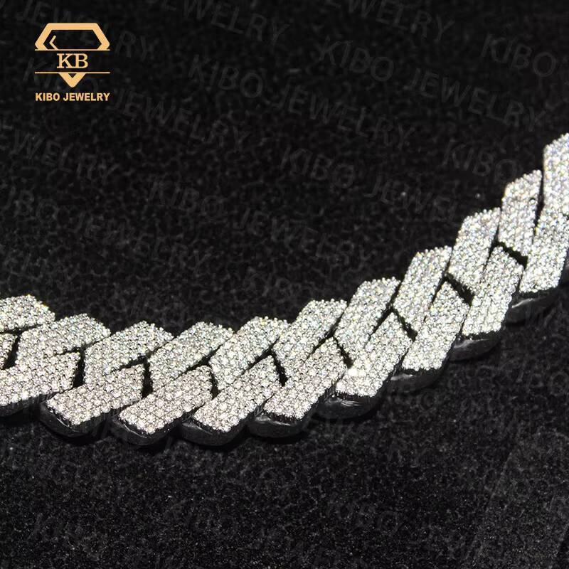 Rapper Iced Out Hip Hop Large Necklace Jewelry VVS 925 Silver 14mm Heavy Lab Grown Moissanite Diamond Cuban Link Chains