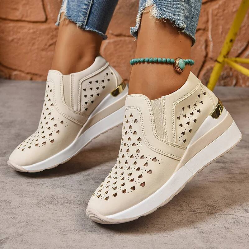 Hollow Out Breathable Wedge Sneakers for Women Lightweight Non Vulcanize Woman Plus Size Comfort Slip On Casual Shoes ddmypanda
