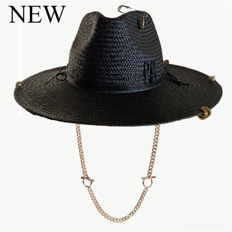 2025 Fashion RB Letter Cowboy Straw Hat Women and Men Summer Panama Jazz Hat Outdoor Holiday Beach Sun Hat Wholesale 250920