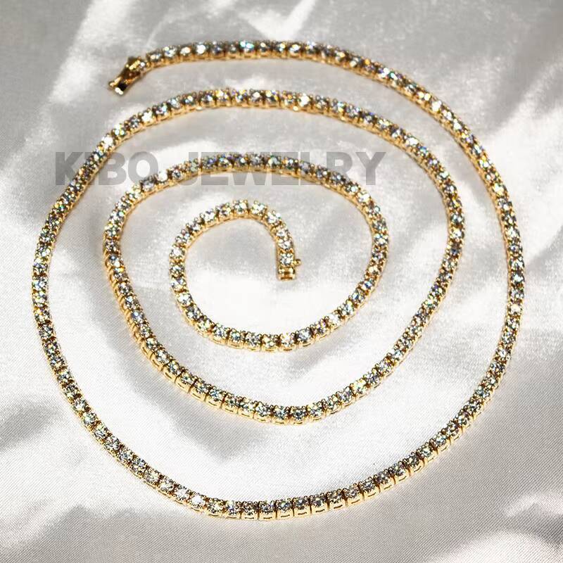 Customized Trend 3mm Tennis Bracelet Lab Grown Diamond 10k Gold Iced Out Necklace Women Hip Hop Jewelry Tennis Chain Lab Diamond Chain
