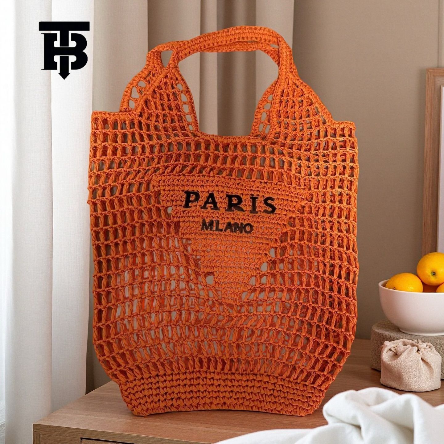 TB BHULAMTE Free Shipping New Designer Women's Bag 2025 Letter Embroidery Hand Woven Bag Hollow Crochet Straw Bag Beach Vacation Shoulder Bag Wom
