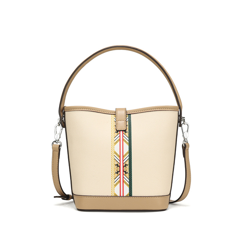 fashion Trendy Colorful Striped Bucket 2025 New Versatile Fashion Elegant Handbag Commuter Crossbody Bag Hot Sale