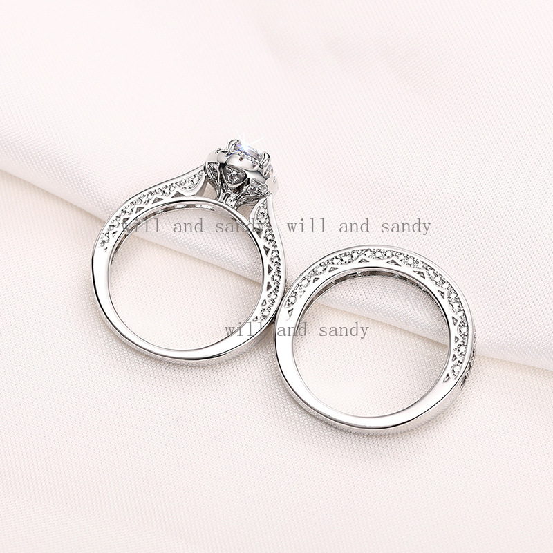 Vintage Bridal Set Ring for Women Sterling Silver Engagement Wedding Ring Cubic Zirconia Diamond Rings Promise Band CZ Fashion Jewelry Valentine Birht