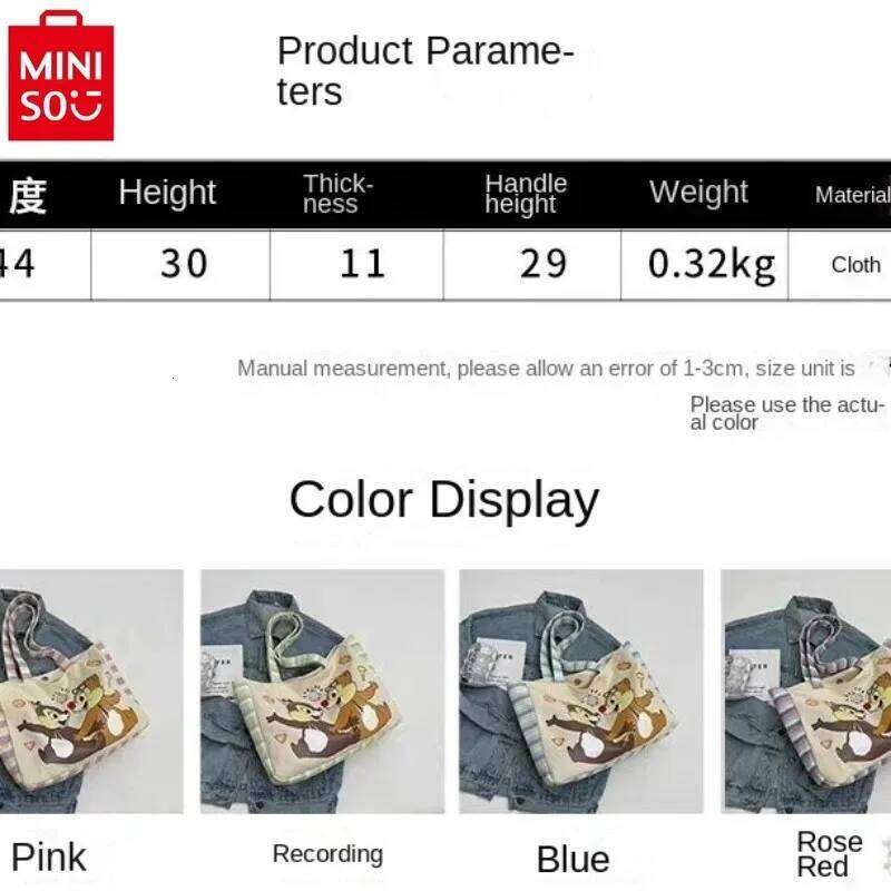 Designer Luxury MINISO Carton Chichitti Fashion Canvas Printed Cute Shoulder Women S Large Capacity Multi Functional Storage Tote Bag