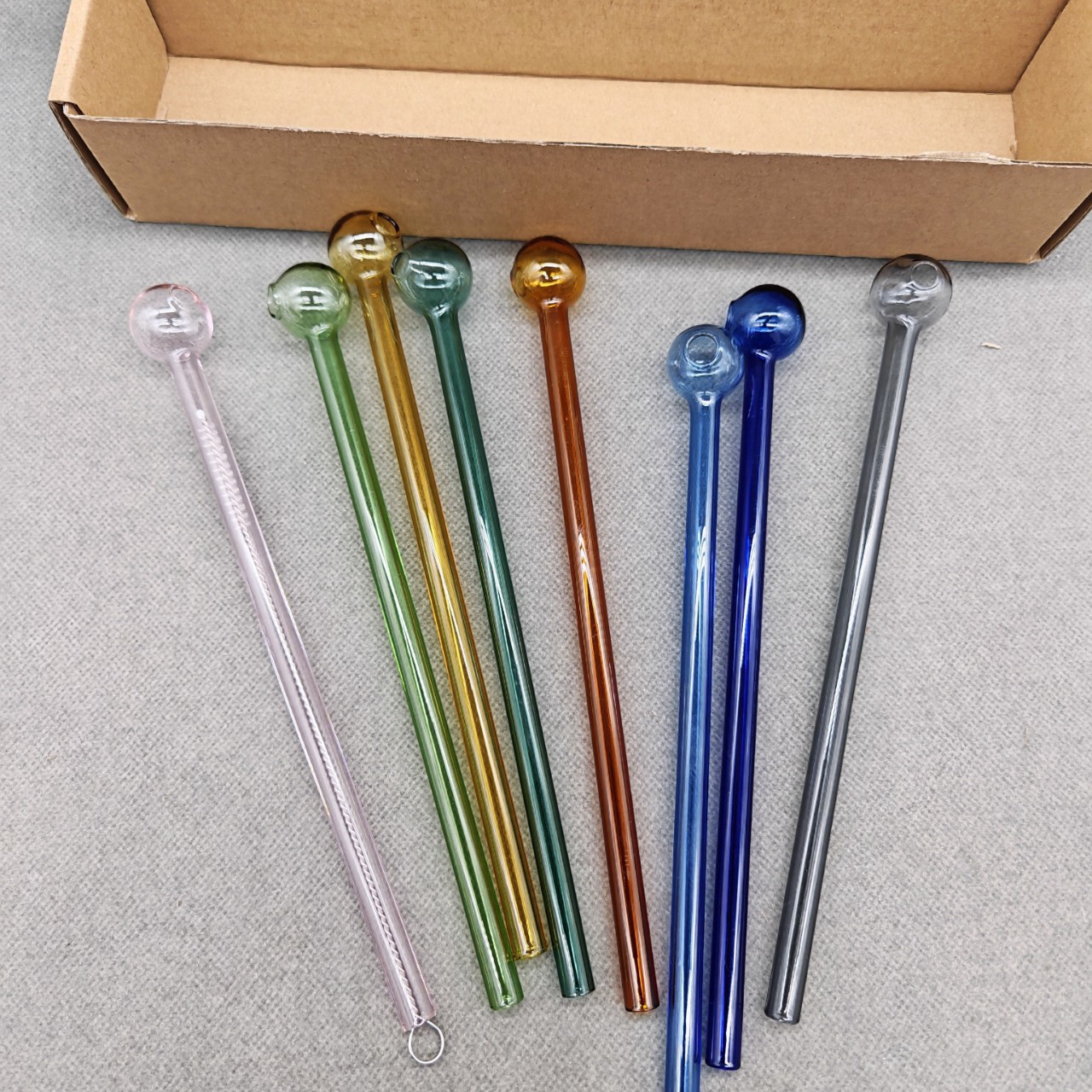 10cm 20cm Colorful Pyrex Glass Oil Burner Pipe Tobcco Dry Herb Water Hand Pipes Glass Tube Smoke Bong With 175mm Brusher Smoking Accessories
