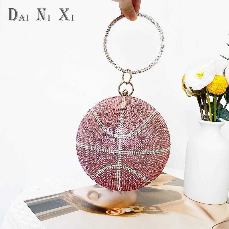 Luxury Designer Trendy Basketball Handbag Crystal Rhinestone Bag Bling Purse Woman Evening Clutch Party PurseW250920