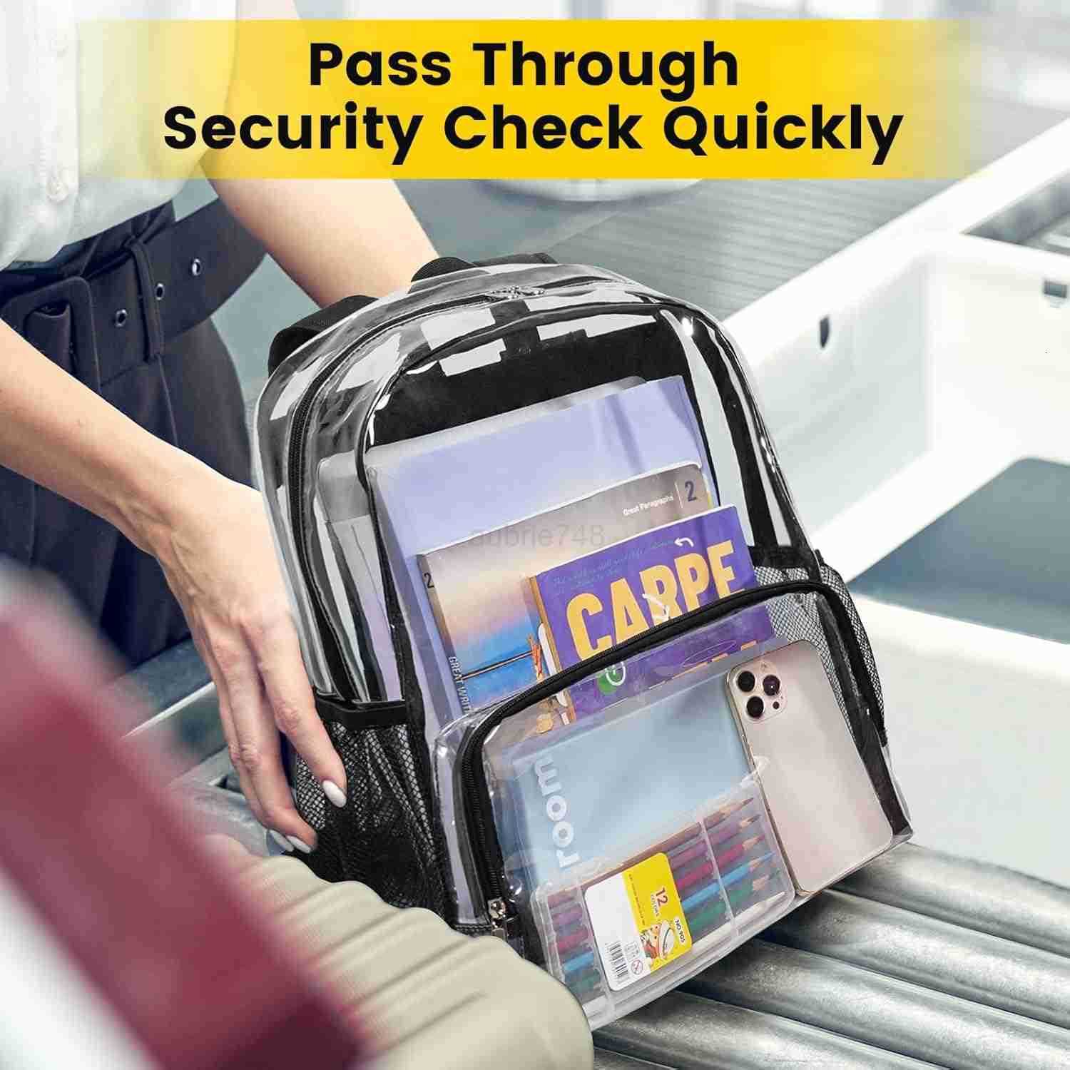 Vorspack Clear Backpack Heavy Duty Large Clear Backpacks for School See Through Bookbag for Girls Boys Transparent Bag for Work Concert College BlackZ