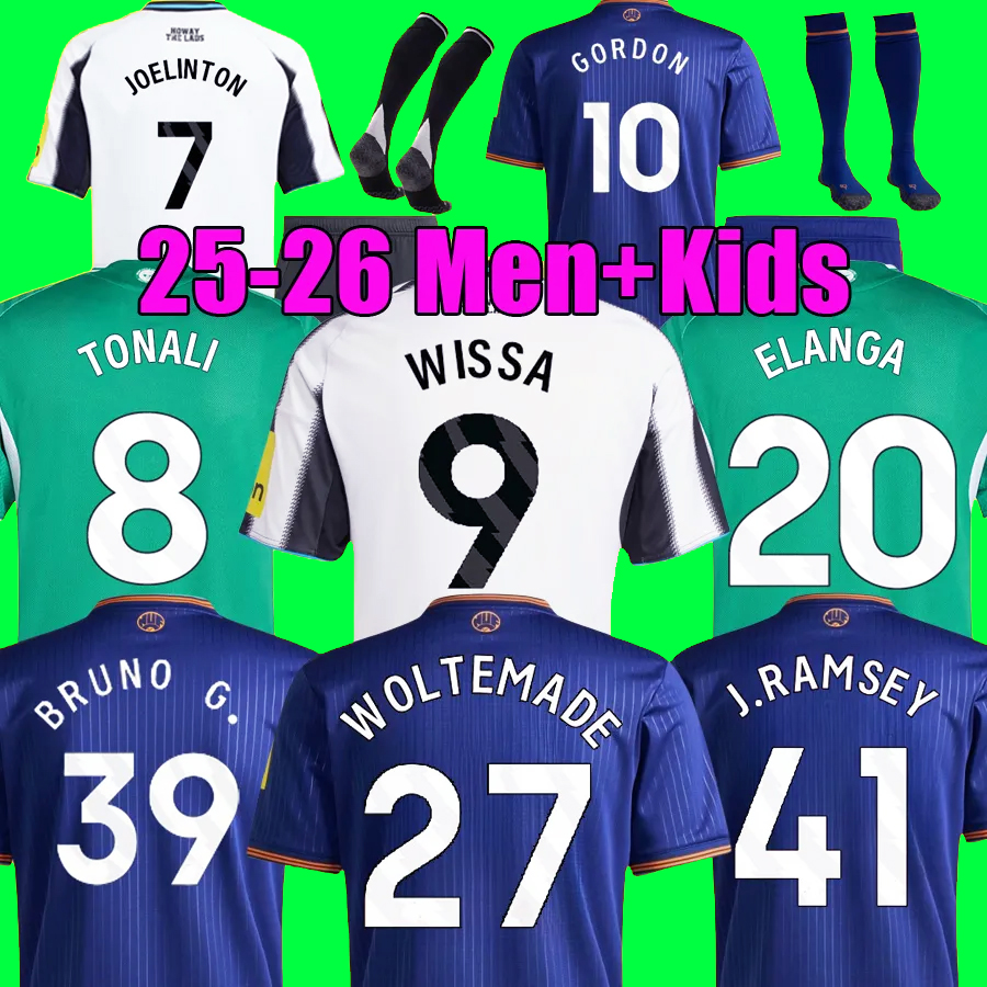 25 26 ELANGA TONALI WOLTEMADE WISSA Soccer Jersey ISAK JOELINTON TRIPPIER GORDON SCHAR 2025 2026 Football Shirts BURN L.MILEY top Men Kids kit sets Pre-Match uniforms