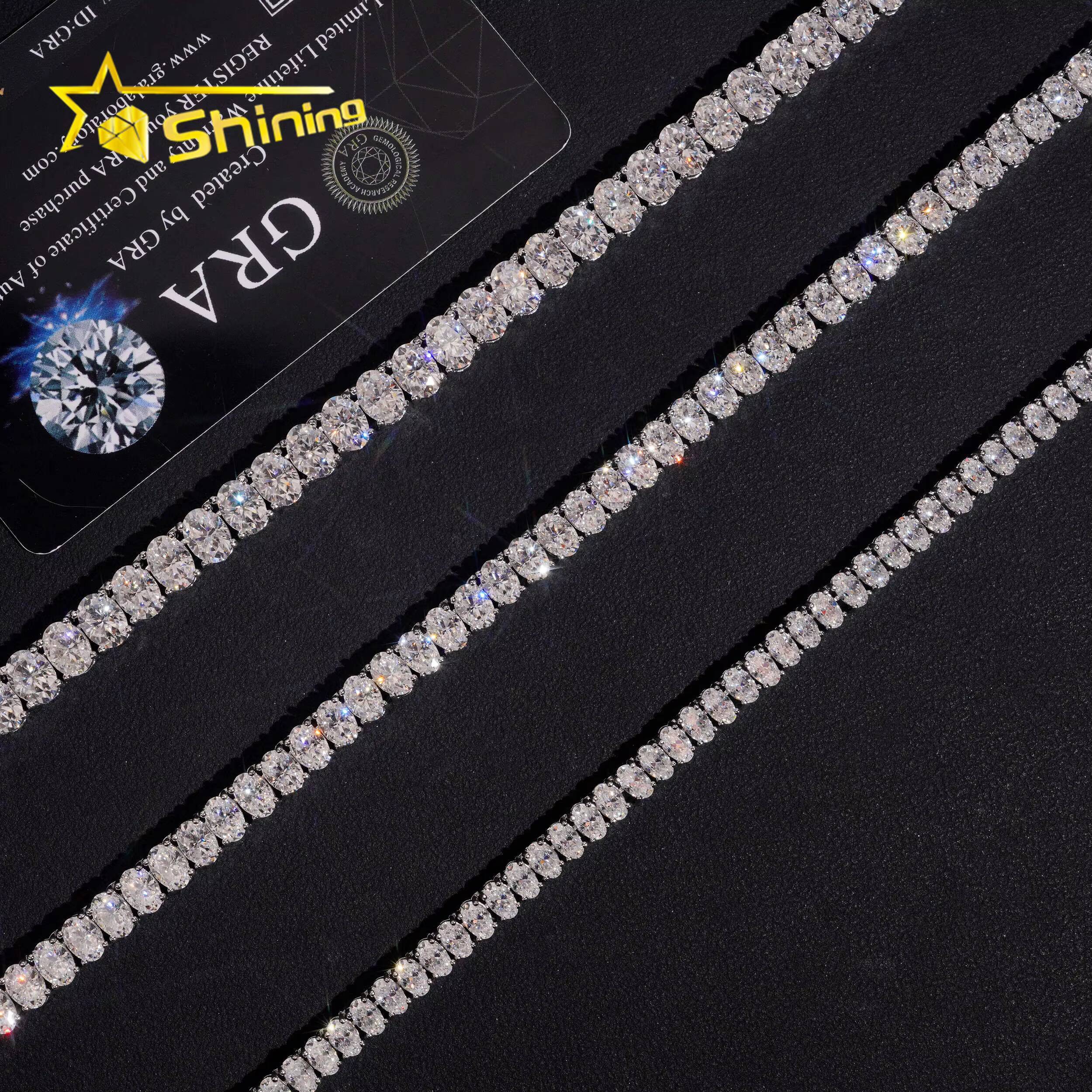 Fashion Jewelry Bling Shining Necklace Hip Hop Jewelry Iced Out Oval Cut Moissanite VVS Diamond Tennis Chain