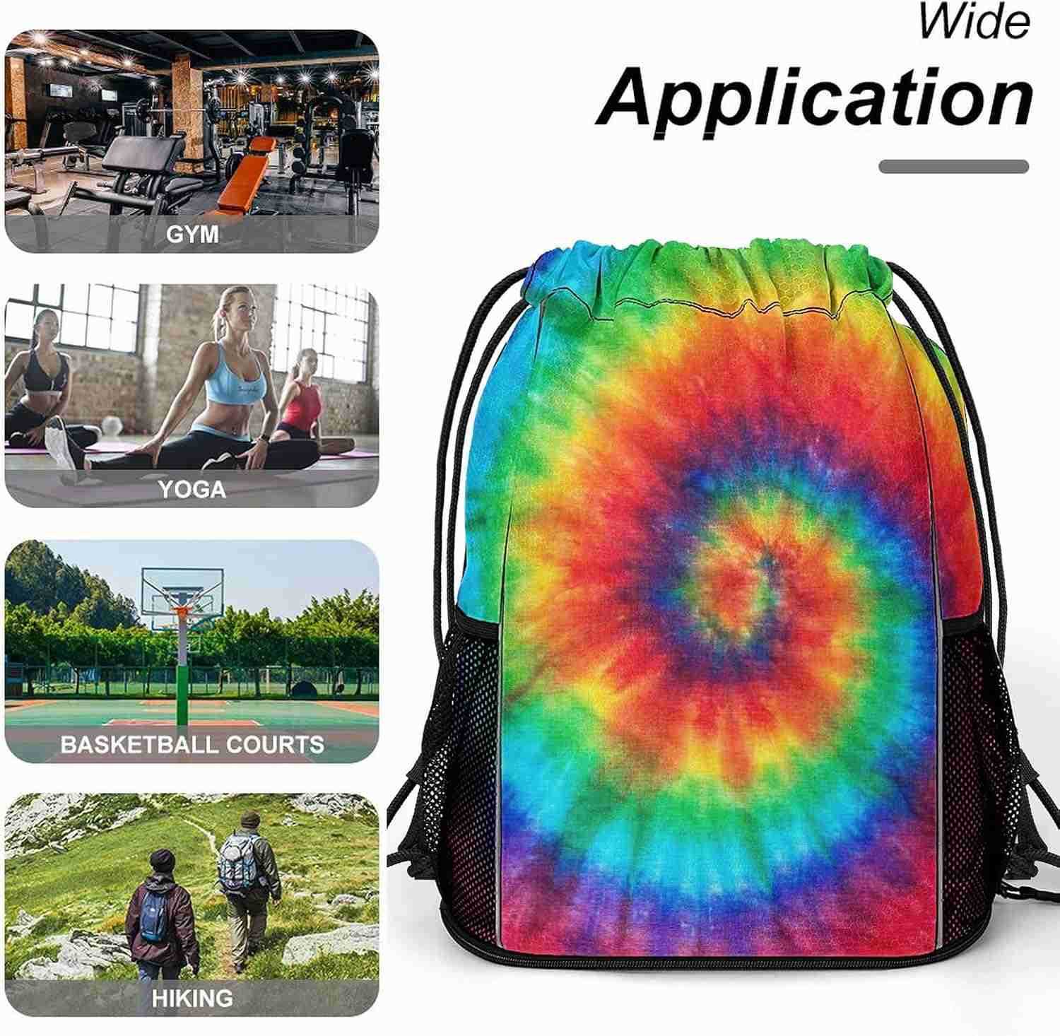 Tie Dye Drawstring Backpack Gym Bag With Shoe Compartment String Bag Sport Beach Swimming Sackpack For Women MenZ250920