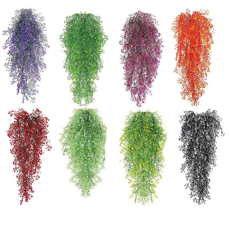 Artificial flower simulation golden bell willow rattan wall hanging fake green plant hanging indoor living room vine decoration hanging fake plant occlusion