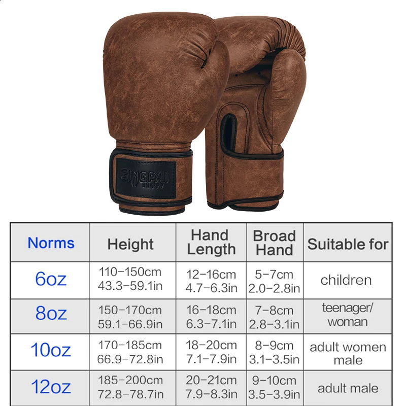 Classic Vintage Boxing Gloves Adult Kids WomenMen Boxing Glove MMA Muay Thai Boxe De Luva Mitts Sanda GYM Equipment 6 8 10 12OZ 250919