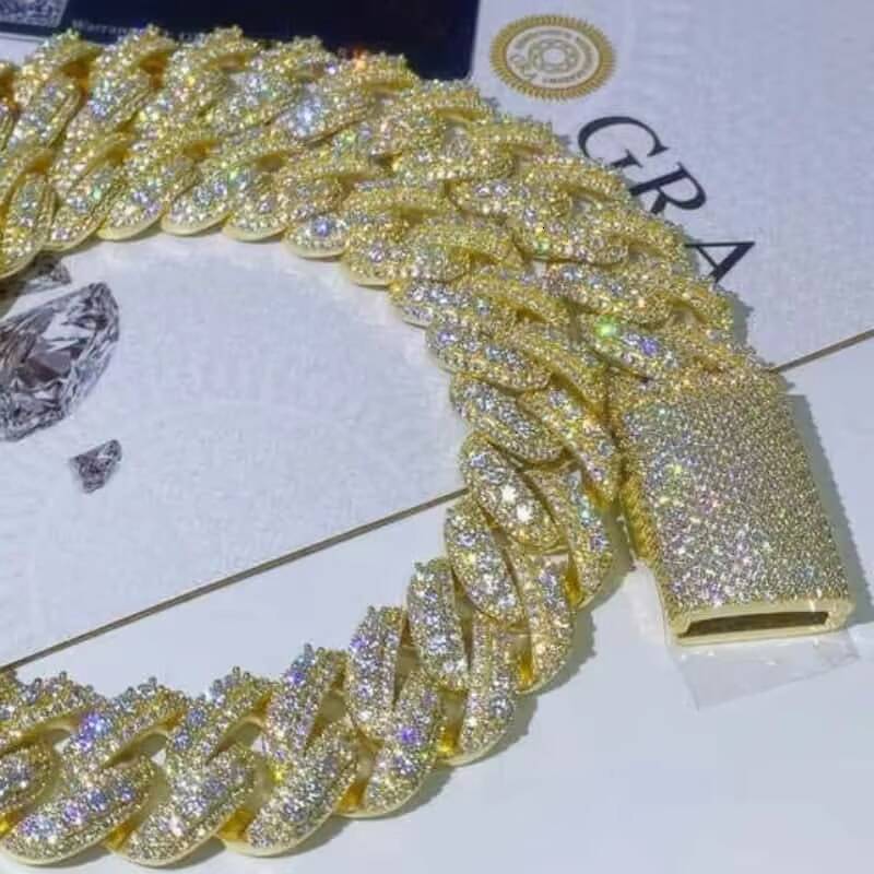 Exclusive Design of 614mm Moissanite for Both Men and Women 18K Gold and Silver Icecooled Bracelet and Necklace Set