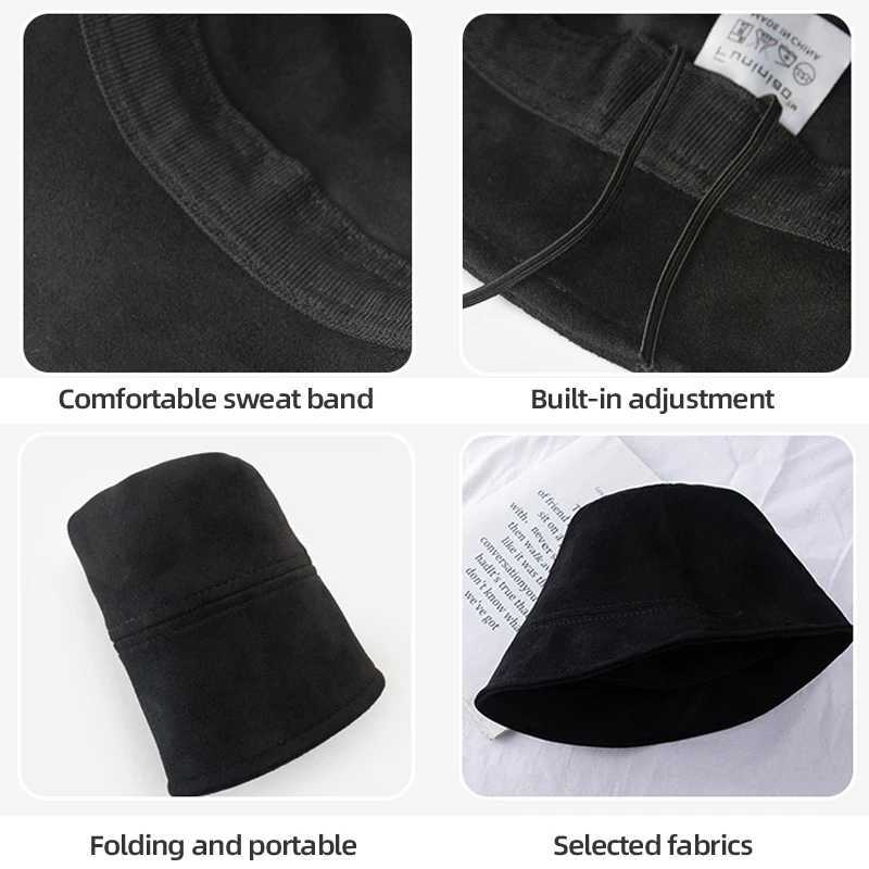 Korean Suede Hat for Wen Solid Color Foldable Fisherman C Outdoor Sunscreen Fem Panama Sun Hats Y250920